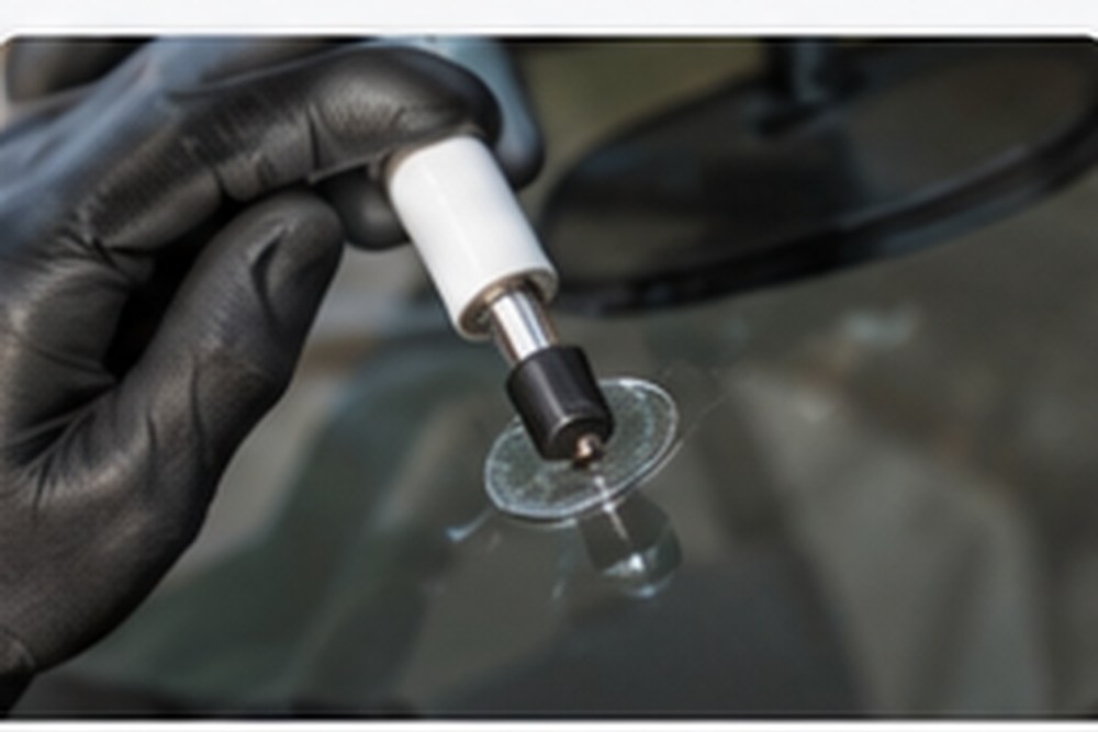 Cracked windshield needing repair or replacement